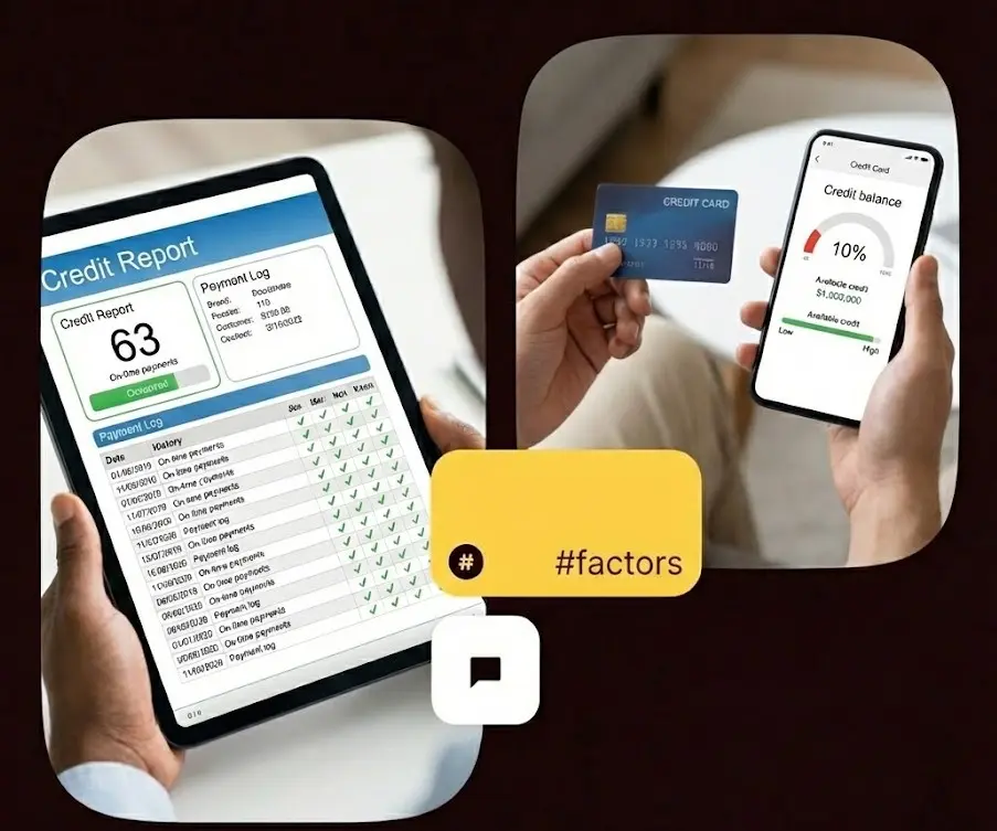 Credit score factors breakdown showing the five main elements of a credit score